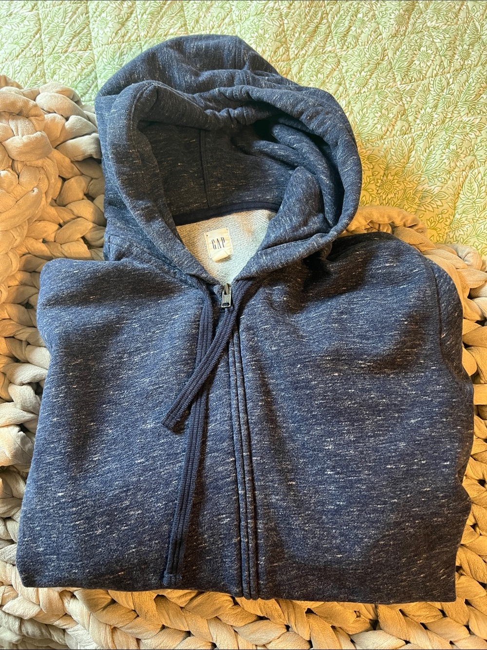 GAP Men's Navy Heather Full-Zip Hoodie